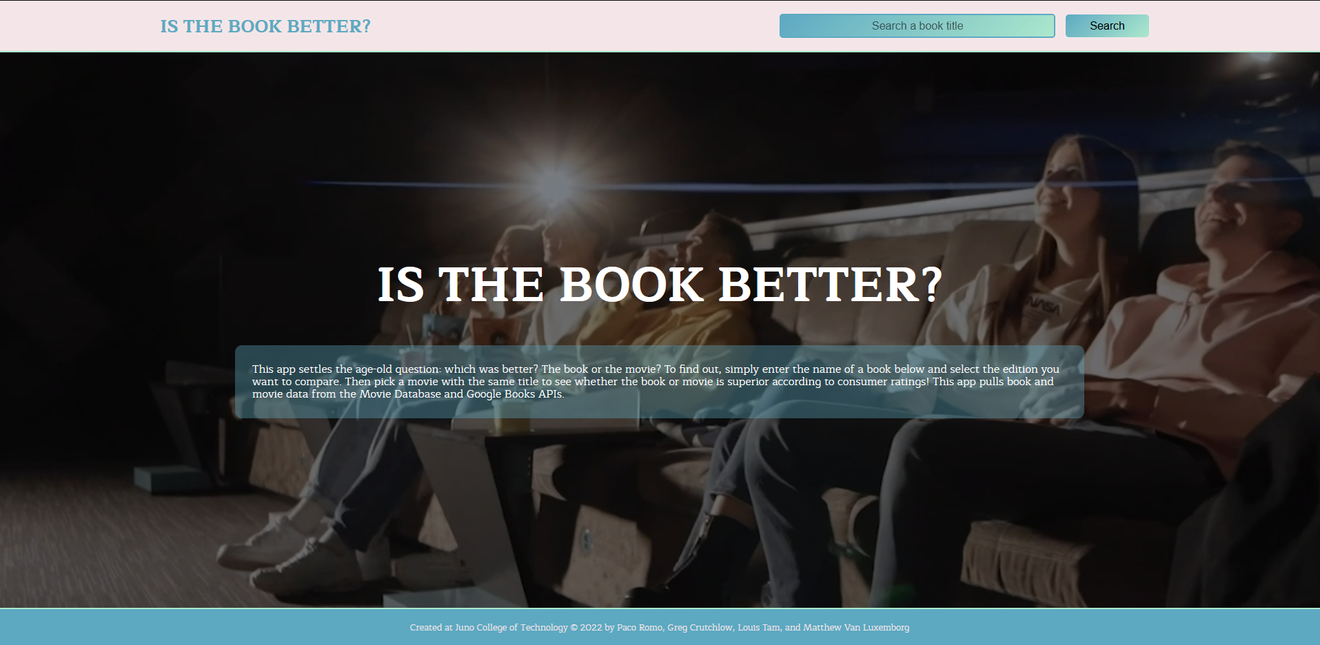 screenshot of Is The Book Better website